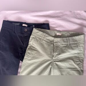 Bundle of 2 J Crew Frankie stretch pants size 0 great condition black/green